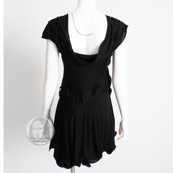 Nina Ricci Dress Mini LBD Little Black Dress Asymmetric Ruffles Size 34 Italy - Picture 7 of 9